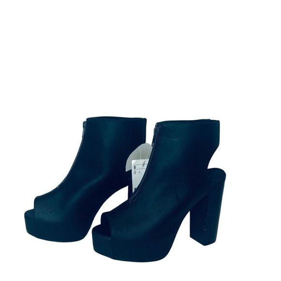H&M Divided Women's Peep Toe Front Zipper Sandal Booties - Size 7 - Picture 4 of 7